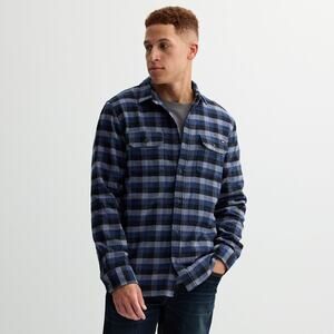 VANS Men's Grisaille Plaid Chest Pocket Long Sleeve Button Front Shirt - XXL